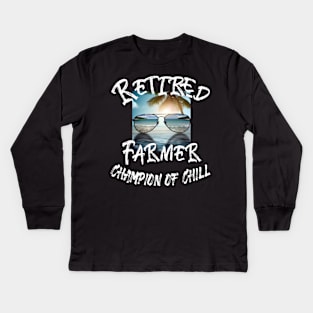 Retired Farmer Kids Long Sleeve T-Shirt